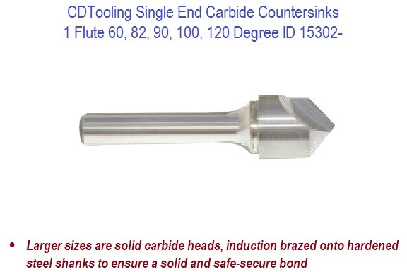 1/8 60° Single Flute - Carbide Countersink - ID: 15302-331-001050